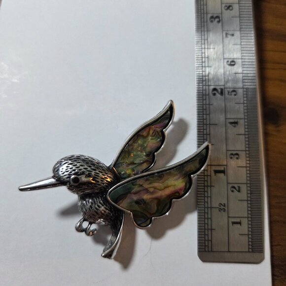 Abalone Shell Hummingbird Brooch - Picture 3 of 3